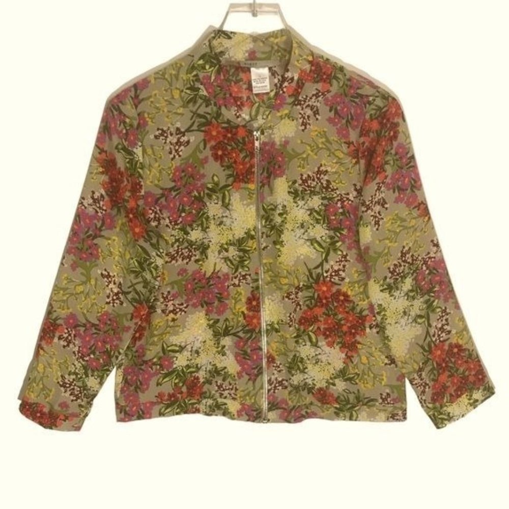 KIKIT Floral Zip Front Lightweight Shirt Jacket Shacket Size Large